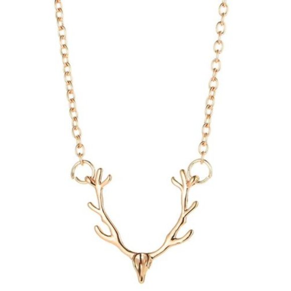 Elk Deer Antlers Necklace (Gold) - Picture 3 of 7